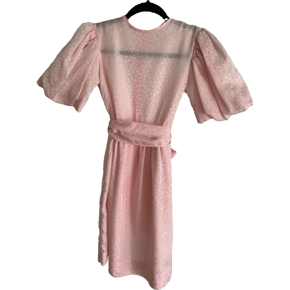 Vintage Yves Saint Laurent Girls Jacquard Puff Sleeve Dress Pink Size 8